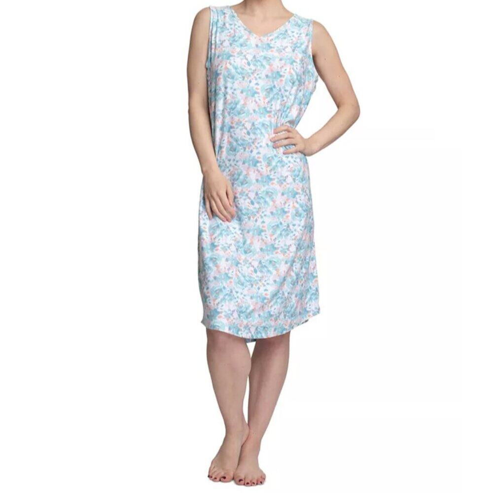 White Orchid Dream Knit Printed Sleep Shirt Nightgown Size Small